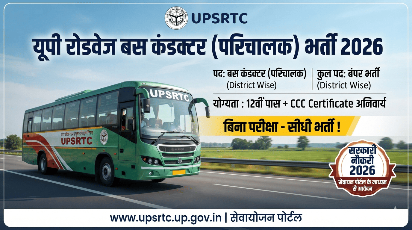 उत्तर प्रदेश रोडवेज बस कंडक्टर भर्ती 2026 आधिकारिक नोटिफिकेशन बैनर (UPSRTC Bus Conductor Recruitment Official Banner)
