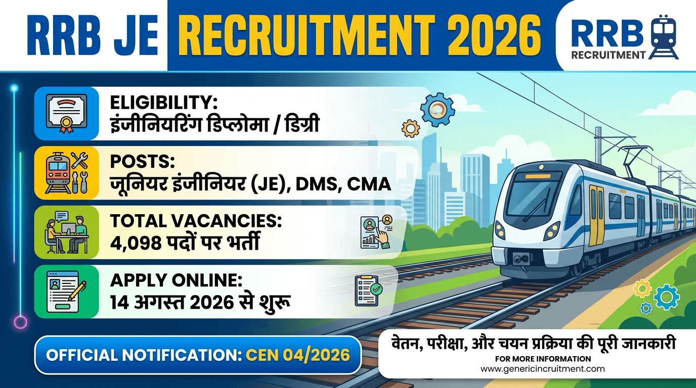 RRB JE Recruitment 2026 Railway Junior Engineer Vacancy Official Banner