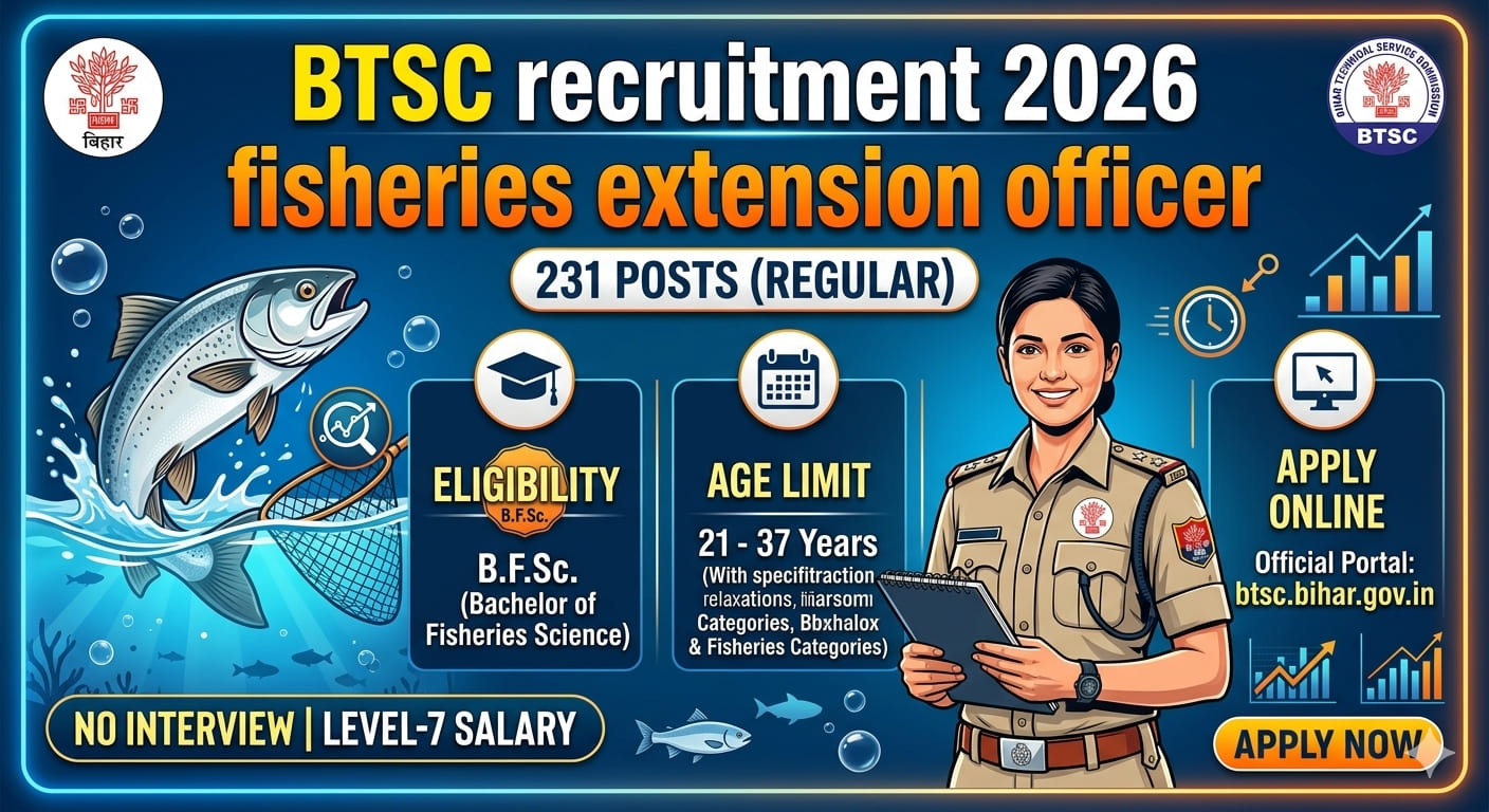 BTSC Fisheries Extension Officer Recruitment 2026 Notification for 231 Posts