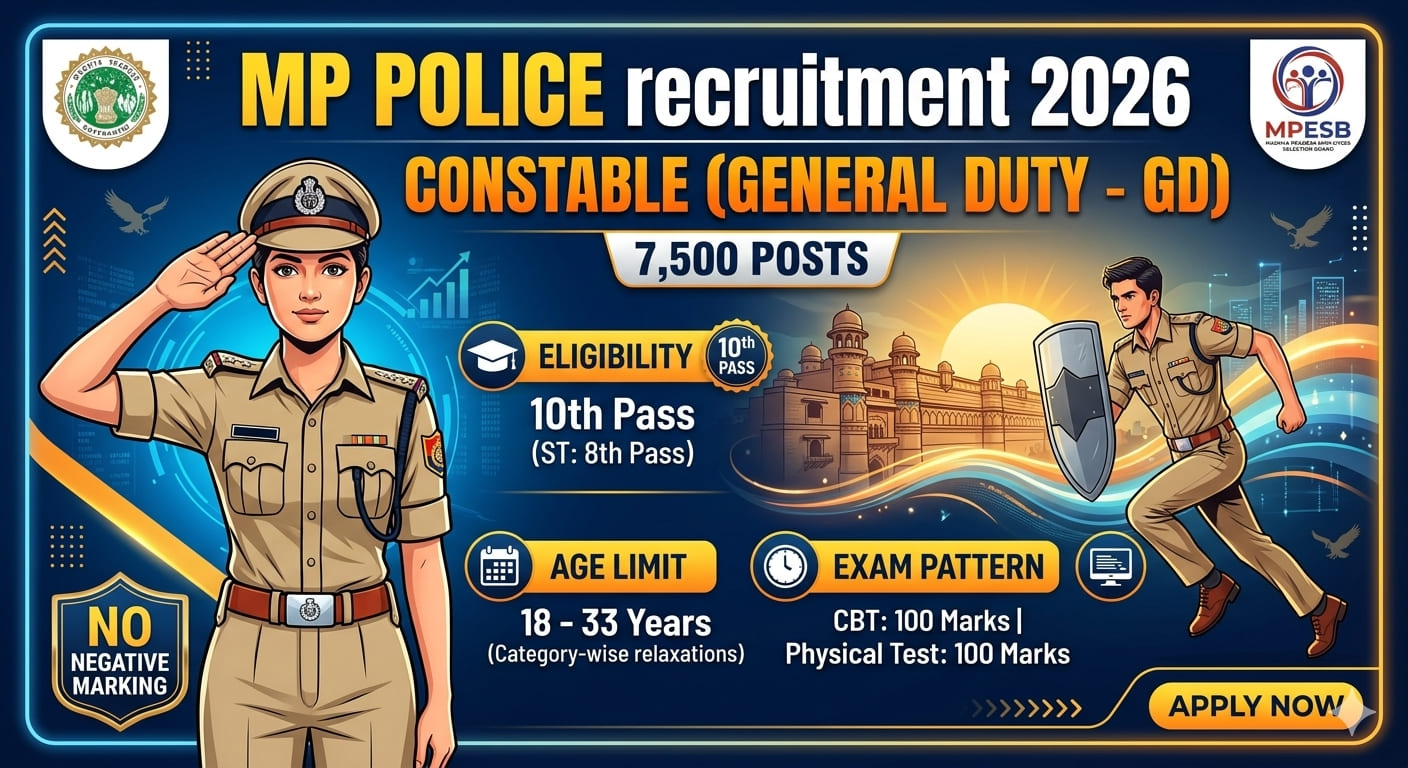 MP Police Constable Recruitment 2026 Notification for 7500 GD Posts